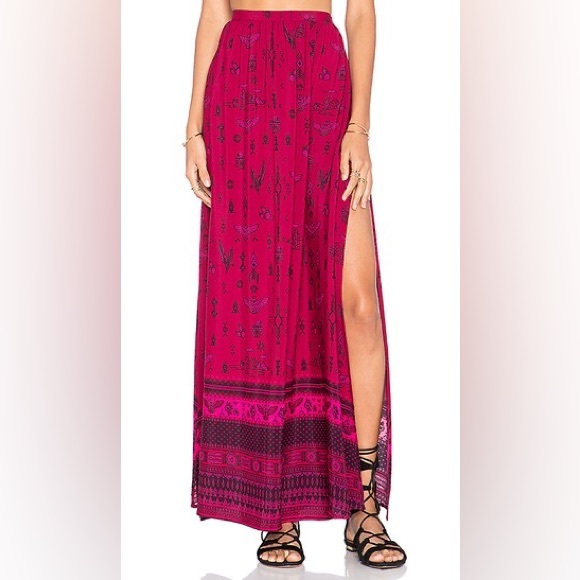 Spell Dresses & Skirts - Spell Phoenix Red Maxi Skirt with Side Slit